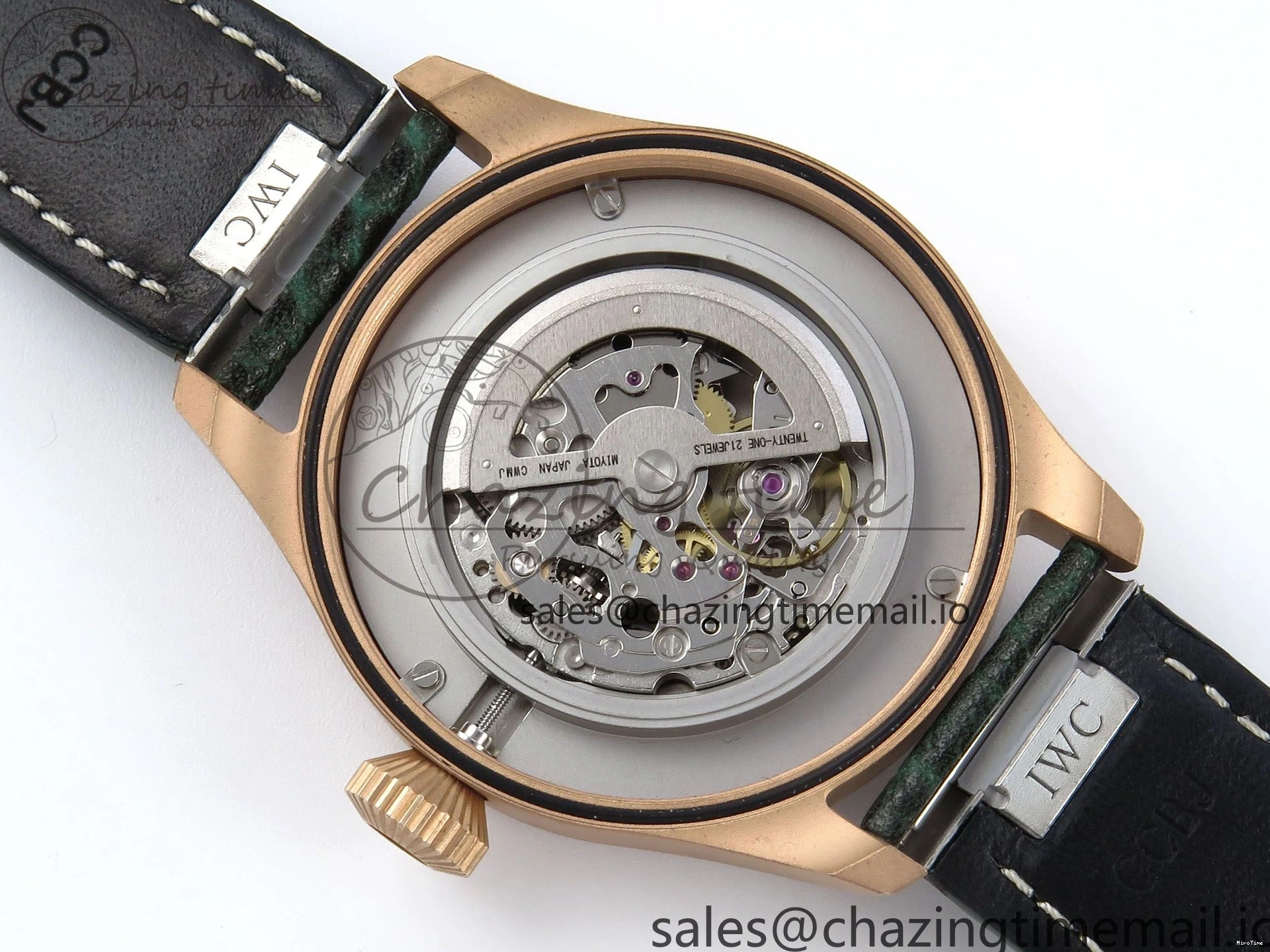 MIROTIME 0505 Durable Big Pilot IW329702 M+F 1:1 Best Edition Green Dial on Green Leather Strap MY 7006